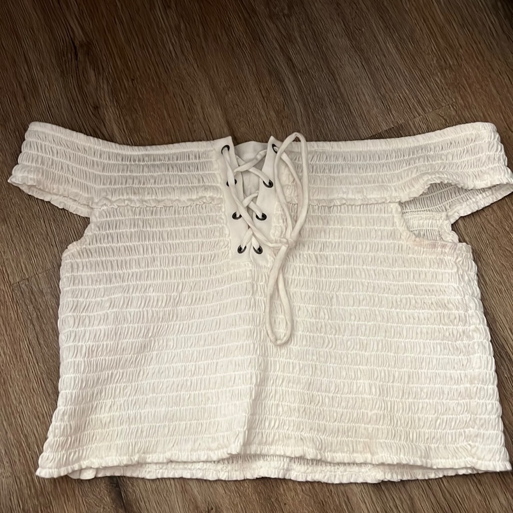White Off The Shoulder Crop Top